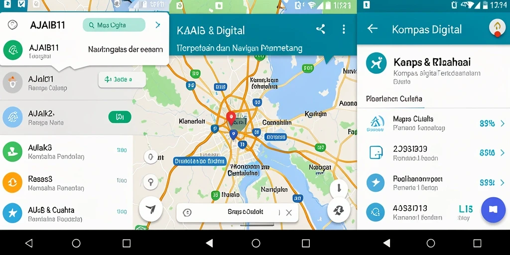 Tampilan antarmuka AJAIB11 yang memudahkan navigasi kompas digital.