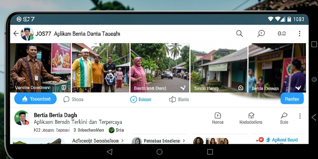 Tampilan antarmuka aplikasi JOS77 dengan berita daerah yang menarik.