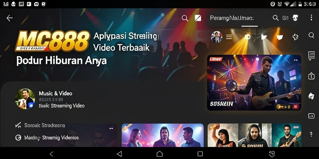 Tampilan antarmuka aplikasi MC888 yang user-friendly untuk streaming video.